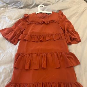 Madewell satin ruffle dress